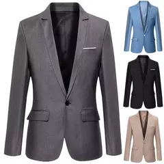 Blazer fino monocromático para homens, jaqueta de escritório masculina, tamanho grande, preto e azul, casaco de casamento coreano - Wolf Magazine