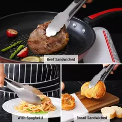 Pinças de churrasco longas em aço inoxidável, alça antiderrapante, grampo de churrasco frito, braçadeira de pão de salada, ferramentas de cozinha, carne comida clip, 9 in, 12 in, 16 in