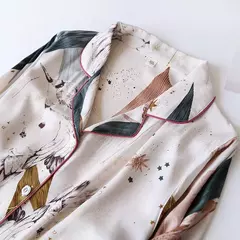 Imagem do Pijama de manga comprida para senhoras, pijamas, pijamas femininos, 100% viscose, plus size, 3XL, novo para primavera e verão