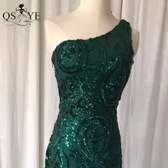 Imagem do Vestidos de lantejoulas de um ombro, vestido longo do baile da sereia, elegante