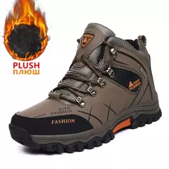 Botas de neve de couro impermeáveis para homens, tênis super quentes, botas de caminhada ao ar livre, sapatos de trabalho, marca de inverno, tamanho 39-47 - Wolf Magazine