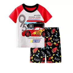 Imagem do Conjunto de pijamas de manga curta infantil Pijamas de algodão, pijamas de carros, pijamas de verão, conjuntos de bebês meninos, meninas, crianças, novo