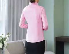 Blusa de manga comprida feminina, camisa branca elegante, senhora do escritório, negócios, camisas rosa, botão, blusas de trabalho sólido, tops - loja online