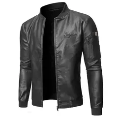 Jaqueta de motocicleta Slim Fit masculina, jaquetas de couro falso, jaquetas PU quentes, roupas de marca, casaco de inverno S a 3XL, 2023