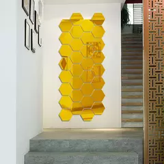 Hexagon 3D Espelho Adesivo de Parede, Sala Adesivos, Decoração do Quarto, Banheiro, Decoração de Casa, Vários tamanhos, DIY TV Fundo - loja online