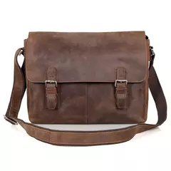 Saco do mensageiro do couro genuíno dos homens do vintage do couro do cavalo louco bolsa de ombro dos homens crossbody saco sling lazer ocasional marrom na internet