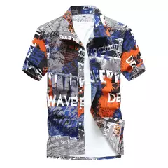 Camisa havaiana de botão manga curta masculina, estampada em coqueiro, camisa Aloha, casual moda praia, plus size, verão, 5XL, 26 cores - Wolf Magazine