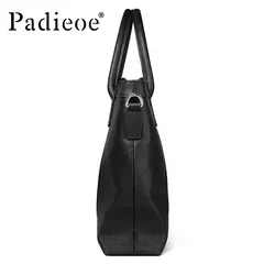 Padieoe-nova bolsa de couro genuíno de vaca, portfólio masculina de luxo, grande capacidade, bolsa tote para laptop - comprar online