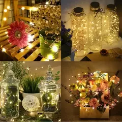 Fio de cobre LED String Fairy Lights, a pilhas, Natal, Decoração de casamento, 3x100 m, 2m, 3m, 5m, 10m - comprar online