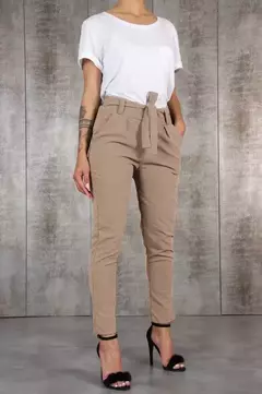 Calça casual feminina fina de chiffon, cintura alta, preta, caqui, verde, calça de mulher, Y2K - comprar online