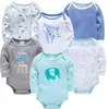 Kavkas-bebê meninos e meninas bodysuit, macacão de manga comprida, 100% algodão, roupas recém-nascidas, roupas de bebê, 0-12 meses, 6 pcs, 3 pcs