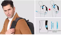 Imagem do Kingsons-Mochila masculina para laptop, sacos de carregamento USB multifunções, mochilas antifurto e repelente de água, 15 in, 17 in, moda