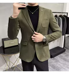 Imagem do Homens Deerskin Velo Jaqueta Terno Casaco Blazer Negócios dos homens Lazer Slim Fit Marca Moda de Alta Qualidade Único Botão Terno Casaco