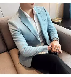 Nova Moda Terno Casaco dos homens Slim Fit Deerskin Veludo Elegante Luxo Blazer Casaco Negócios Casual Casamento Plus Size Terno 4XL-S