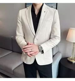 Nova Moda Terno Casaco dos homens Slim Fit Deerskin Veludo Elegante Luxo Blazer Casaco Negócios Casual Casamento Plus Size Terno 4XL-S - comprar online