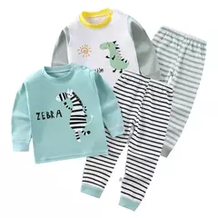 Desenhos animados pijama terno infantil, tops e calças, conjunto de duas peças para meninos e meninas, pijamas de algodão bebê, roupas de 1 a 6 anos para primavera e outono