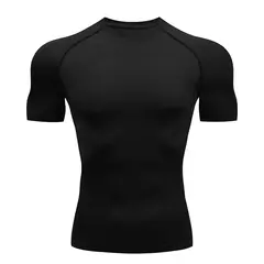 Camiseta de compressão de manga curta seca rápida masculina, camisetas esportivas, treinamento físico, camiseta de corrida, rashgard, academia na internet