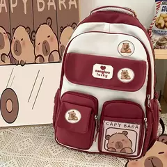 Grande Capacidade Capybara Schoolbag, alça ajustável, mochila versátil, saco de computador impermeável, estudante bonito