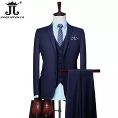 Monocromático Terno de escritório formal, vestido de casamento do noivo, blazer de marca high-end, calças colete, S-6XL, conjunto de 3 peças, vestido de festa - comprar online