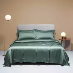 Liv-Esthete-Conjunto de cama cinza, capa de edredão, fronha, lençol, colcha, Double King Queen para dormir, 100% seda, Gift Set, verão - Wolf Magazine