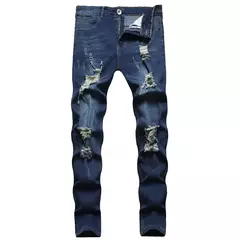 Jeans slim-fit rasgado e desbotado masculino, calça casual vintage na moda, estilo europeu e americano, S-XXXL, novo, 2024 - comprar online