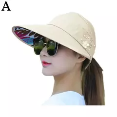 Chapéu de sol dobrável de aba larga feminino, viseira de praia anti-UV, chapéu casual feminino, moda férias de verão na internet