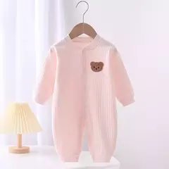 Bodysuit de manga longa recém-nascido, macacão de bebê para meninos e meninas, cor sólida, 0-24M Loungewear Outfit, 100 Algodão