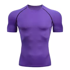 Camiseta de compressão de manga curta seca rápida masculina, camisetas esportivas, treinamento físico, camiseta de corrida, rashgard, academia - loja online