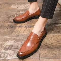 Mocassins de negócios britânicos, sapatos casuais antiderrapantes masculinos, sapatos de couro preto, vestido de noiva marrom, cinza na internet