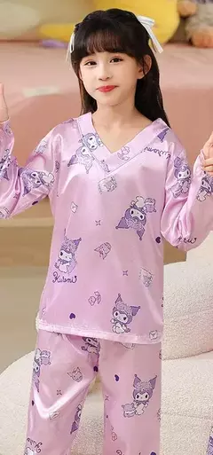 Ice Silk infantil Conjunto de Pijamas de manga curta, Pijamas gola V, Anime Sanrio Kuromi Minha melodia Desenhos animados, Cinnamoroll Menina, Cinnamoroll - comprar online