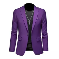 Blazer Casual de Negócios Masculino, Jaqueta Monocromática, Casacos Oversize, Smoking Masculino, Roupas de Marca, Roupas de Trabalho, Plus Size M-6XL na internet