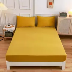 Kuup-Poliéster Equipado lençol e fronhas, monocromático, elástico, em torno da tampa do colchão, cama queen size, 3pcs