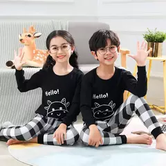 Pijama infantil de manga comprida, pijama de algodão, roupa de bebê menina, pijama infantil, criança, menina, criança, 3-14 anos, inverno - Wolf Magazine