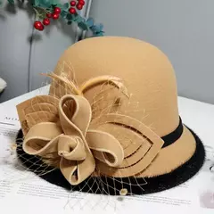 Chapéu Fedora com fita bowknot para mulheres, chapéus de feltro de lã jazz para senhoras, elegante vestido capela, boliche francês banquete, inverno e outono - Wolf Magazine