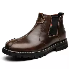 Botas de couro vintage para homens, sapato casual, sapato alto, bota Tenis masculina na internet