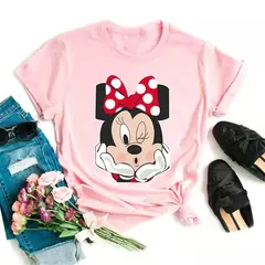 Moda mickey minnie mouse disney camiseta roupas femininas verão manga curta topos casuais camiseta kawaii - comprar online