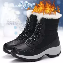 Imagem do Botas de neve de plataforma antiderrapante para mulheres, Ankle Boots de pele quente, Cunhas impermeáveis, Botas altas para coxa, Sapatos de inverno