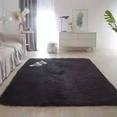 Imagem do Tapete cinzento para sala de estar tapete de pelúcia cama quarto piso tapetes macios anti-deslizamento decoração da casa tapetes de veludo macio cobertor do quarto dos miúdos