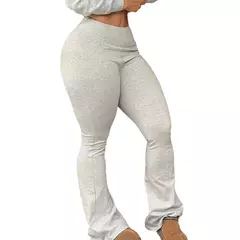 Imagem do Calça feminina justa de fundo elástico, calça monocromática, casual de fitness flare, streetwear esportivo