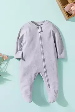 Imagem do Pijama recém-nascido com zíper, macacão menina e menino, macacão manga comprida, roupa de algodão, moda branca sólida, 0-12 meses, primavera