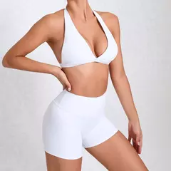 Sportswear por atacado para mulheres, sutiã esportivo e shorts outfit, roupas de ioga, kit de roupas fitness, push up treino Activewear, vermelho, 2024 - loja online