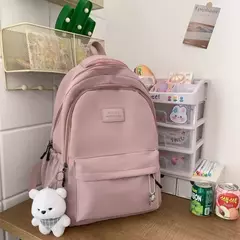 Mochila de grande capacidade para estudante, bolsa simples e versátil para menina, material poliéster unissex, decoração de boneca japonesa - comprar online