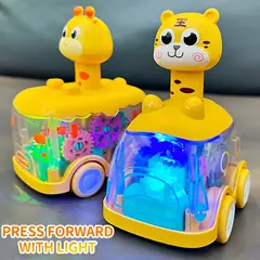 Press Gear Car Toy para crianças, puxar, puzzle inercial, animais, menino - comprar online