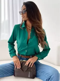 Camisa com decote em v para mulheres, roupas minimalistas, design moderno, charme individual, monocromático, outono - comprar online