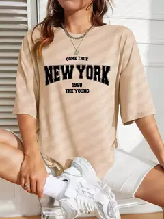 Imagem do The New York é jovens camisetas de algodão para mulheres, Streetwear criatividade diária extragrande, roupas individuais casuais, quando 1984