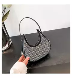 Bolsas transversais de couro PU de diamantes corrente para mulheres monocromáticas bolsas de ombro de verão femininas