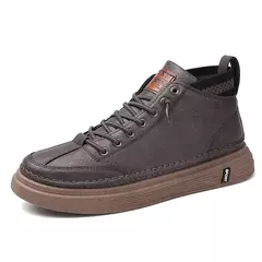 Bota masculina de trabalho com sola macia, bota de couro versátil, sapato antiderrapante, casual e moderno, ao ar livre, quatro temporadas, novo, moda