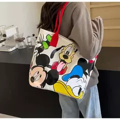 Bolsa de Ombro Disney-Mickey para mulheres, sacola versátil, bolsa de classe estudantil, grande capacidade, casual, desenhos animados, na moda - loja online