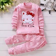 Conjunto pijama de algodão infantil, roupas íntimas de primavera e outono, bebês meninos e meninas Catoon - comprar online