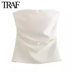 TRAF-Blusa sem mangas sem alças para mulheres, tops femininos, zíper traseiro, roupas de rua, tanque chique, moda verão, nova - comprar online